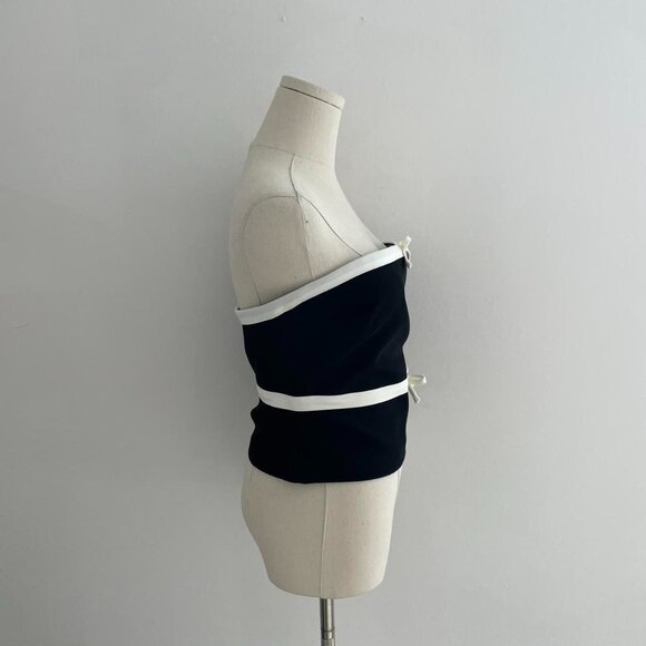 Meshki Aisha Strapless Suiting Top | Black & White | Women’s Size Large - Picture 2 of 4